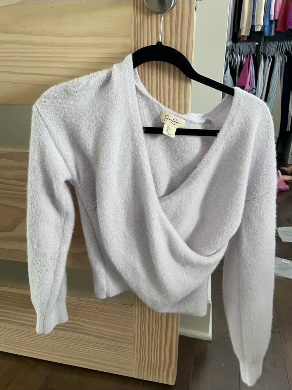 Cozy Lilac Draped V-Neck Sweater - large
